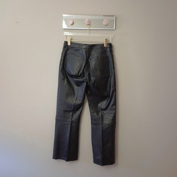 NWOT J Brand patent black lambskin leather cropped trousers, 31 - Picture 13 of 16